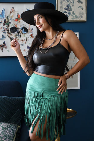 Fort Worth Fringe Skirt *Jade
